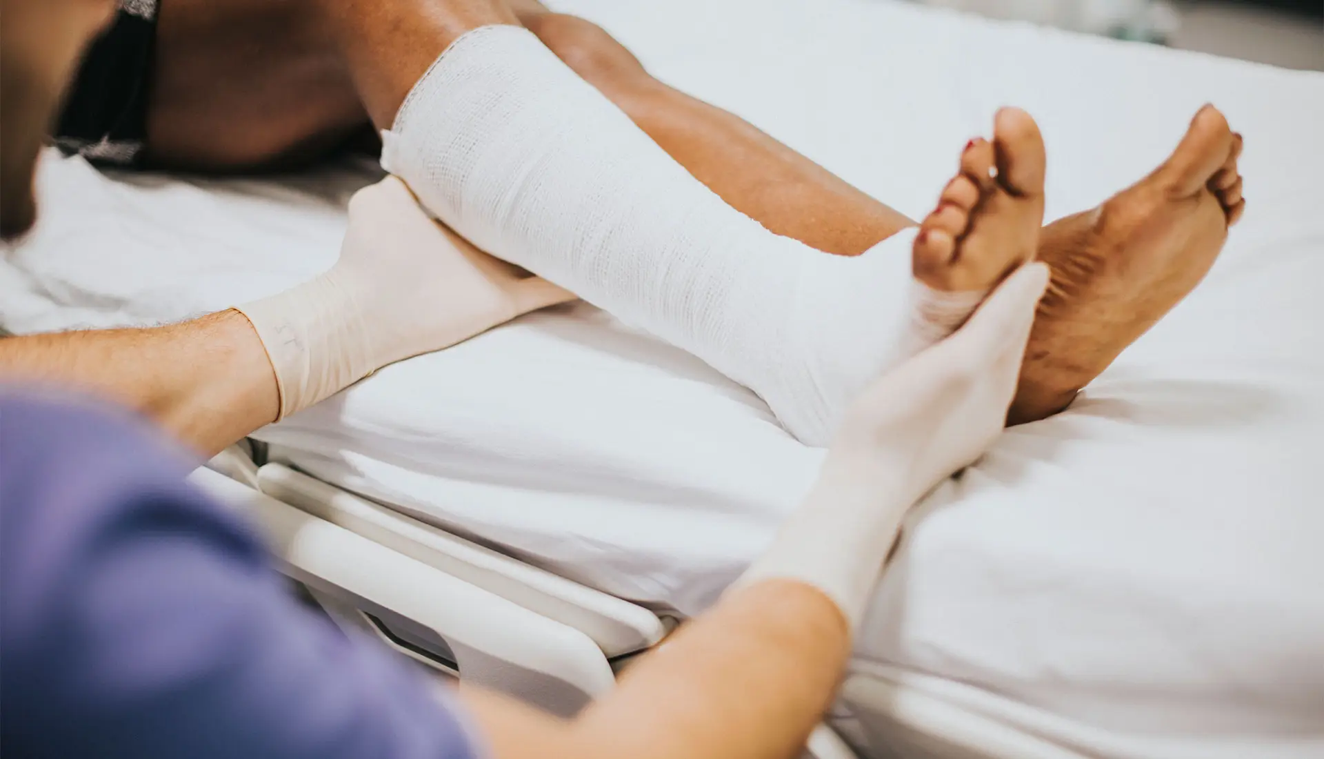 Person with leg in cast